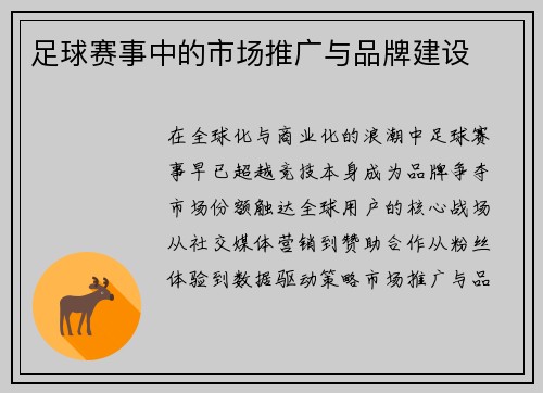 足球赛事中的市场推广与品牌建设